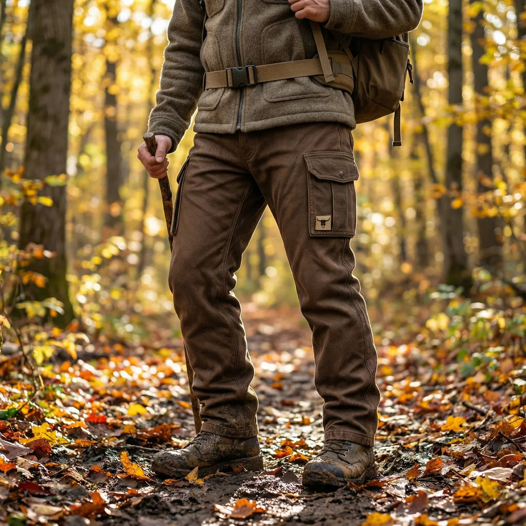 Men's Hiking Cargo Pants - Relaxed Fit With Belt and Multi-Pocket Design