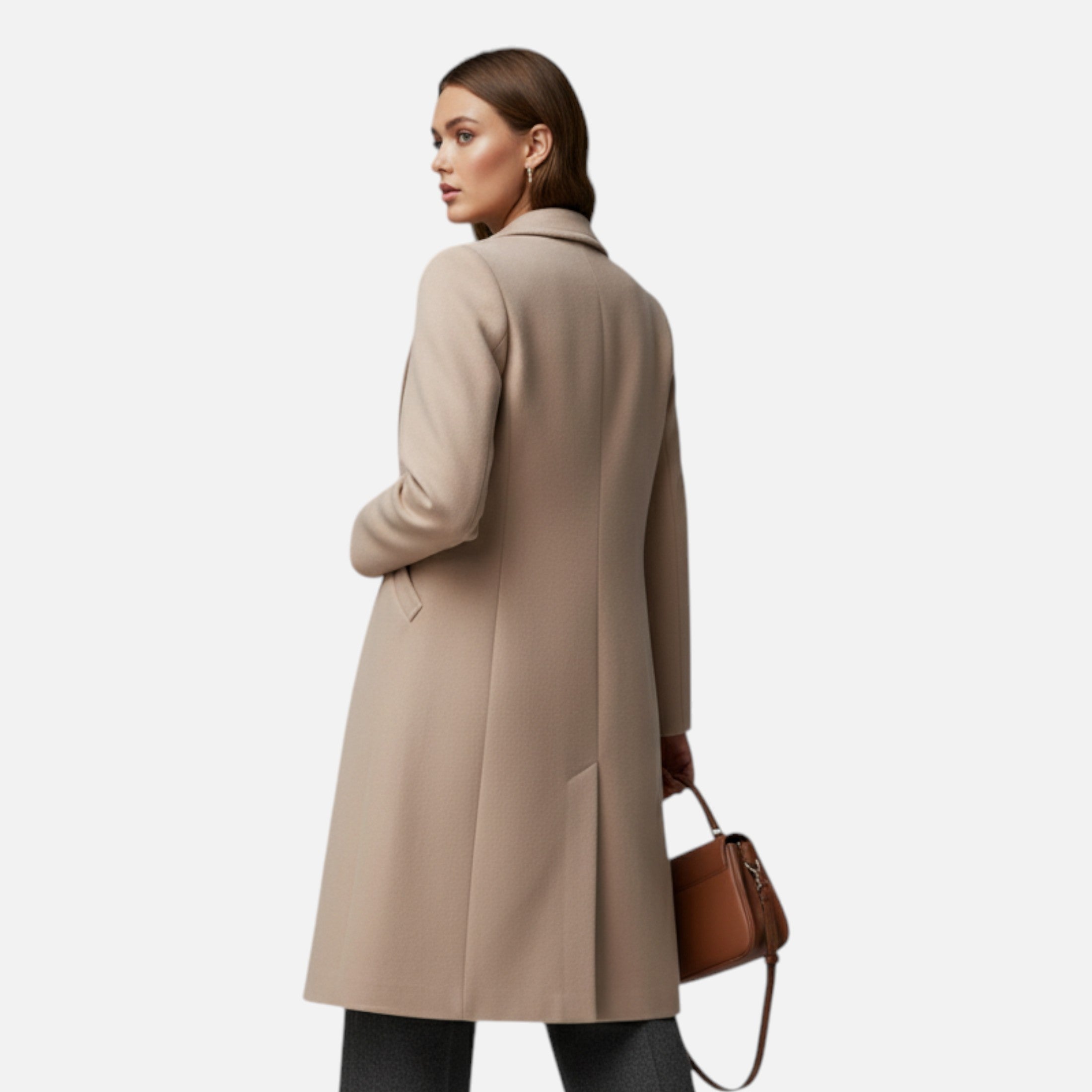 Julia| Women’s Elegant Longline Winter Coat with Lapel Collar