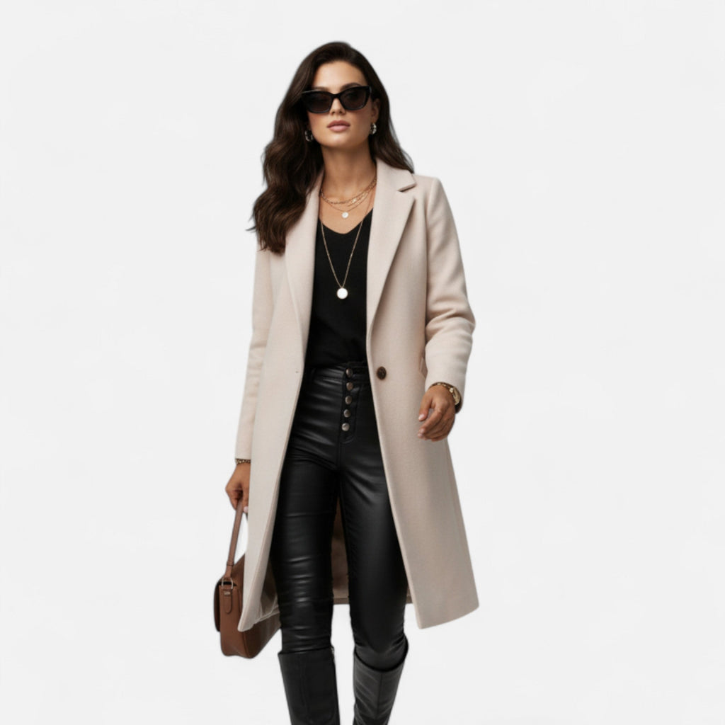 Julia| Women’s Elegant Longline Winter Coat with Lapel Collar