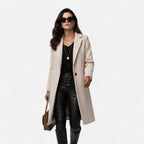 Julia| Women’s Elegant Longline Winter Coat with Lapel Collar