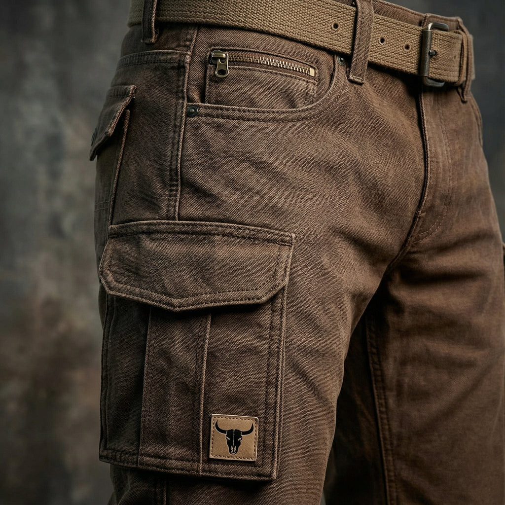 Men's Hiking Cargo Pants - Relaxed Fit With Belt and Multi-Pocket Design