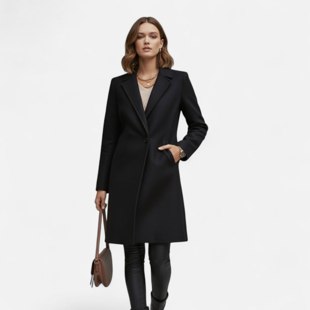 Julia| Women’s Elegant Longline Winter Coat with Lapel Collar