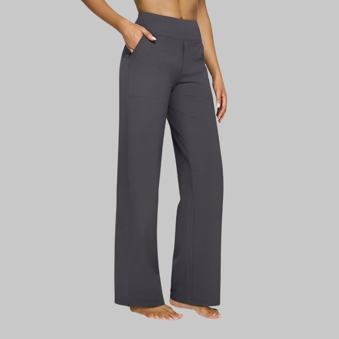 Women's Soft Stretch Pants - Comfort Fit Straight Leg Yoga Pants