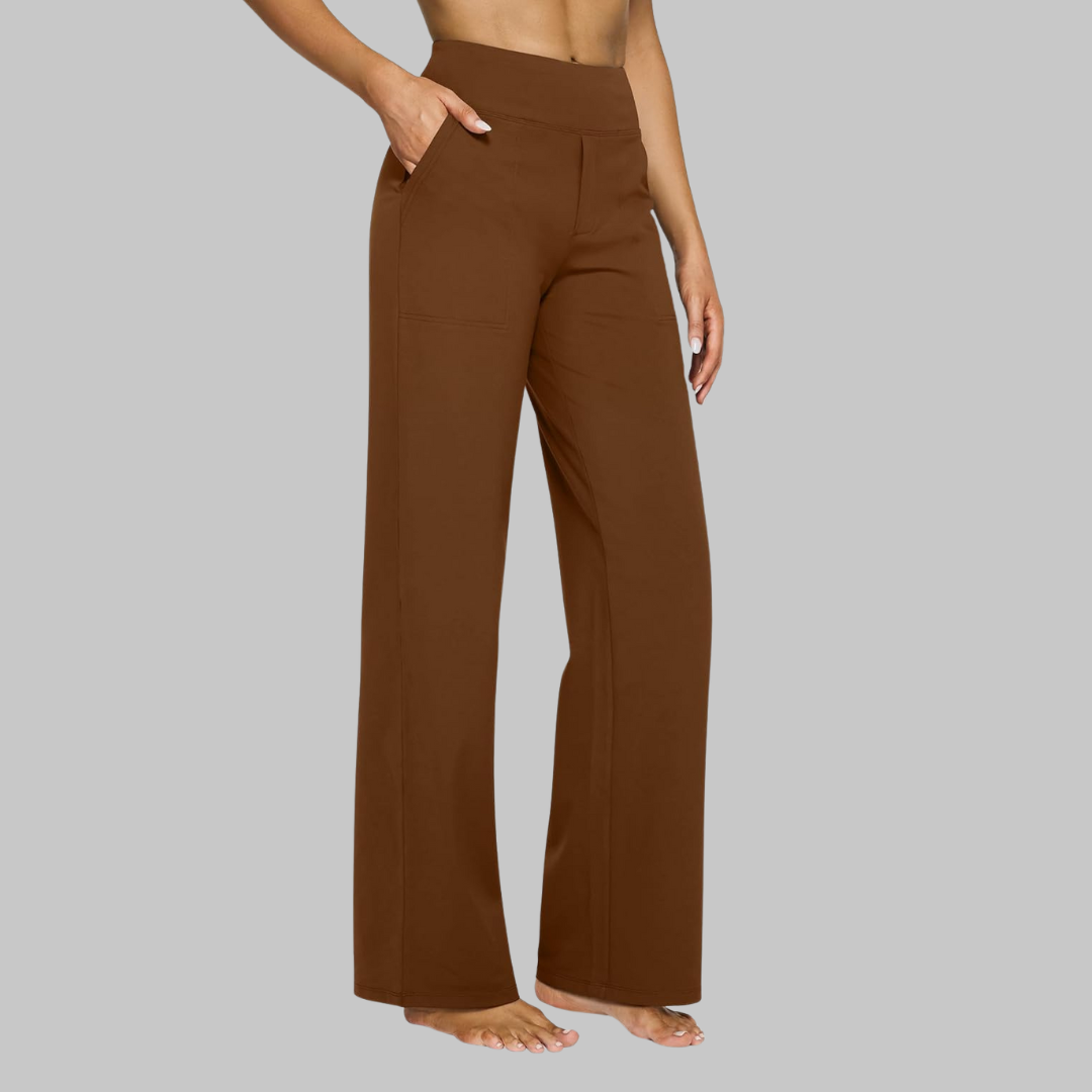 Women's Soft Stretch Pants - Comfort Fit Straight Leg Yoga Pants