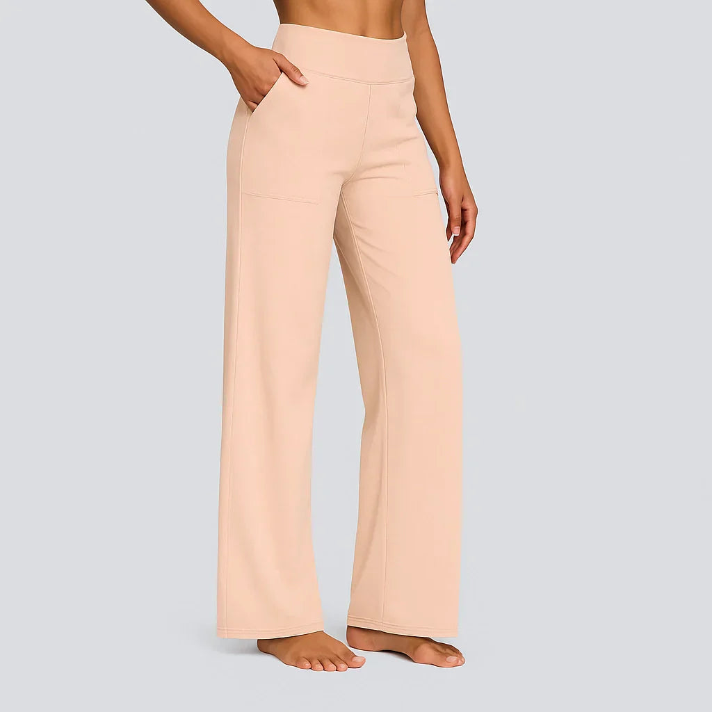 Women's Soft Stretch Pants - Comfort Fit Straight Leg Yoga Pants
