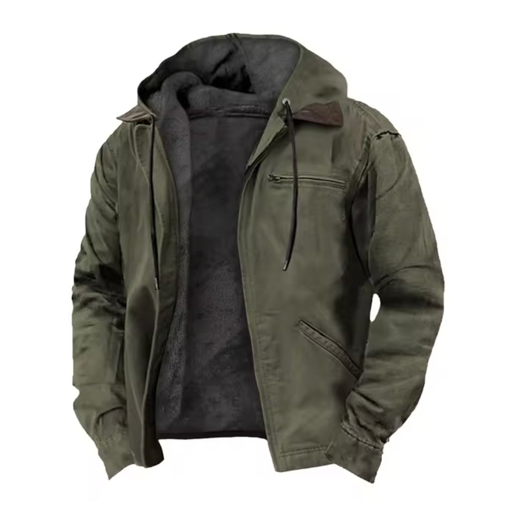 Levi | Men’s Country Jacket with Fur Lining - Hooded Rain Coat