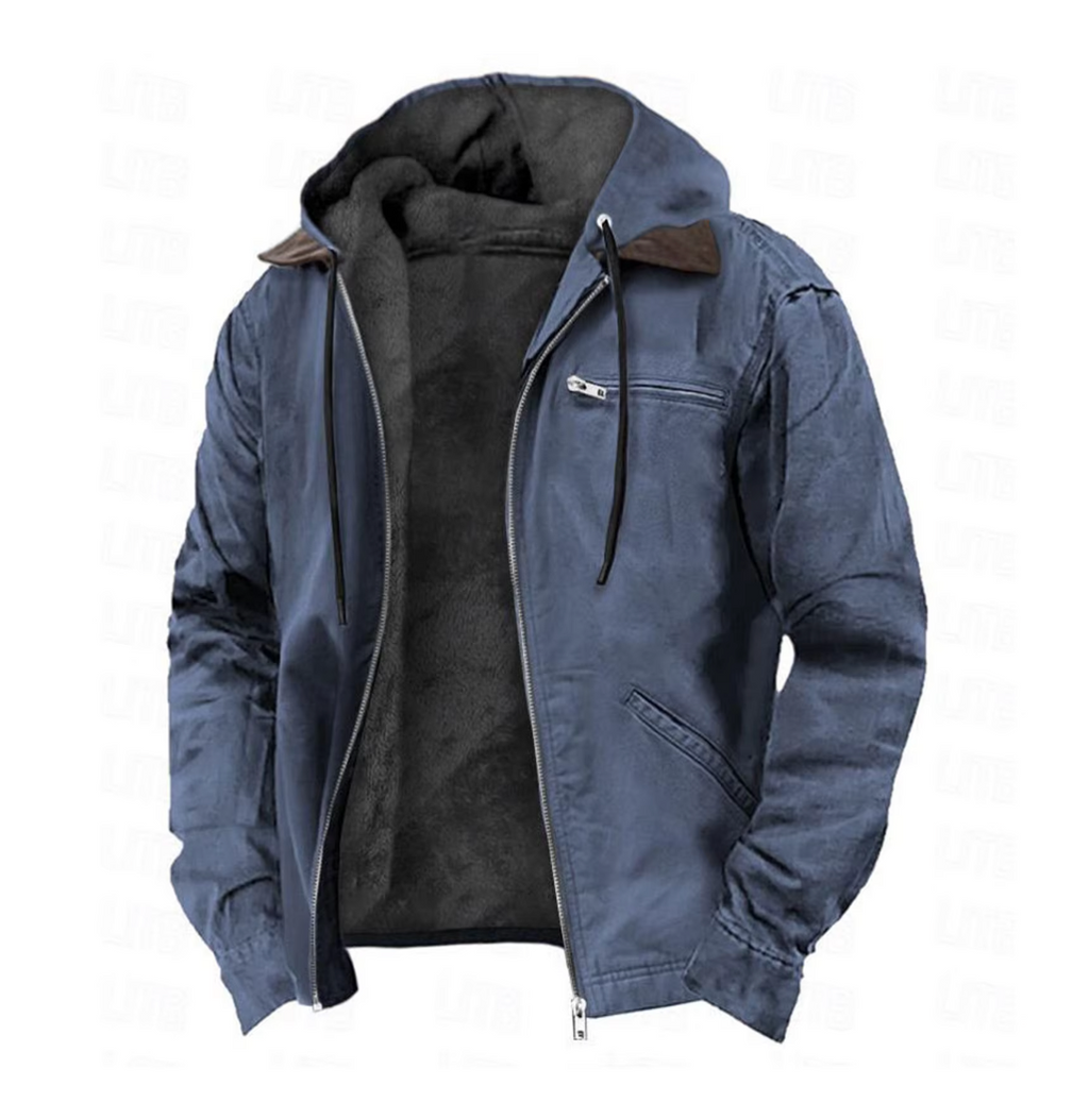 Levi | Men’s Country Jacket with Fur Lining - Hooded Rain Coat