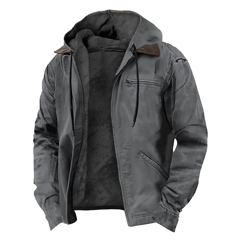 Levi | Men’s Country Jacket with Fur Lining - Hooded Rain Coat