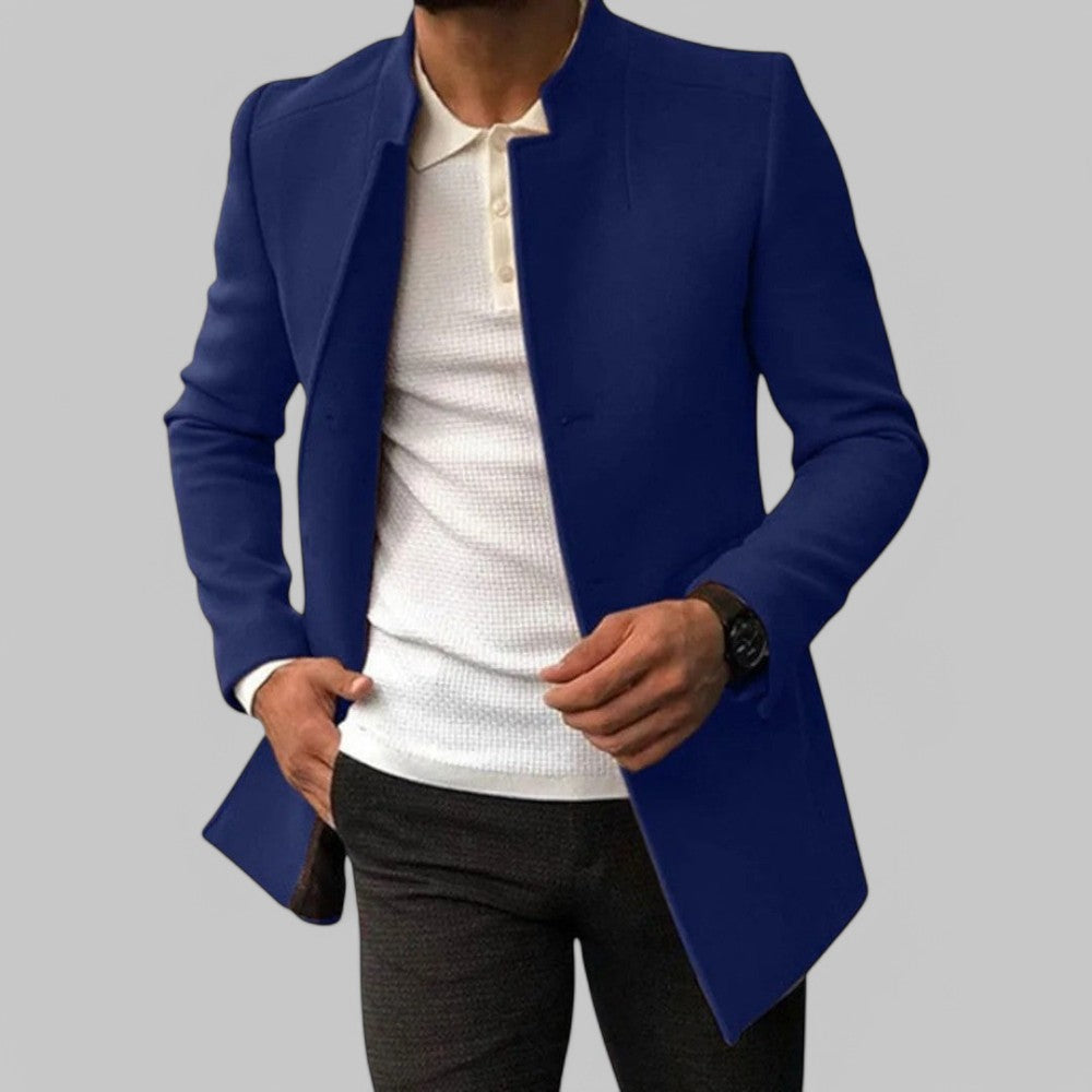 Men’s Faux Wool Overcoat – Button Front Winter Coat