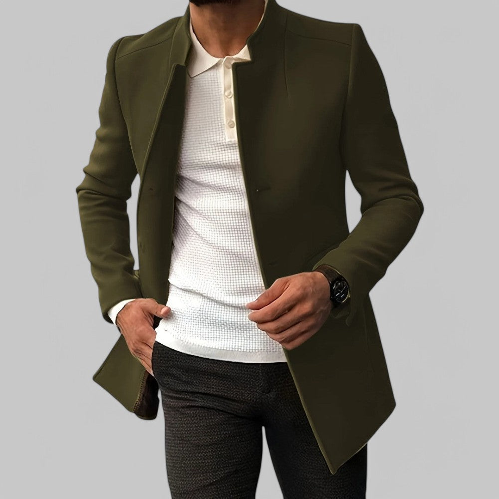 Men’s Faux Wool Overcoat – Button Front Winter Coat
