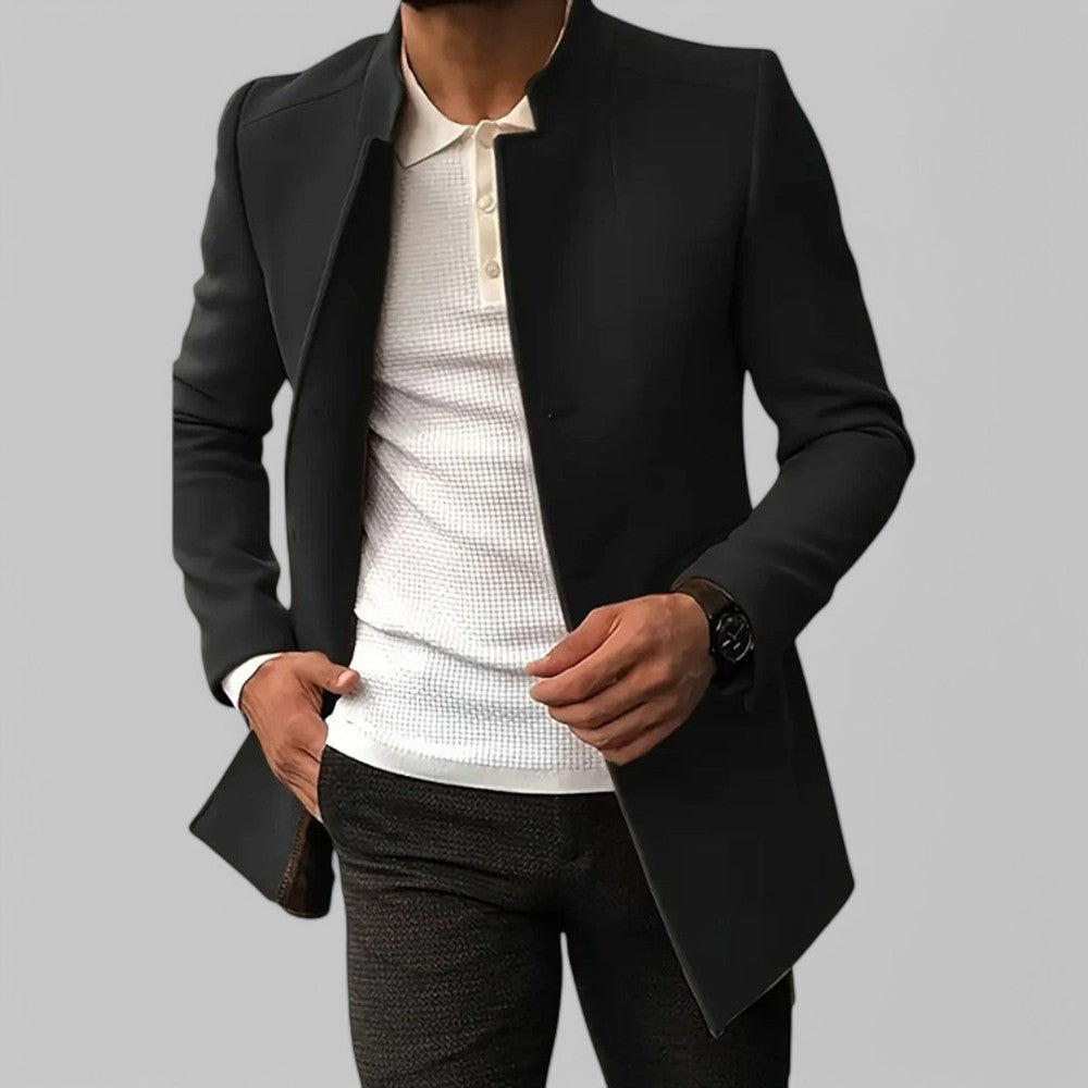 Men’s Faux Wool Overcoat – Button Front Winter Coat