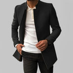 Men’s Faux Wool Overcoat – Button Front Winter Coat