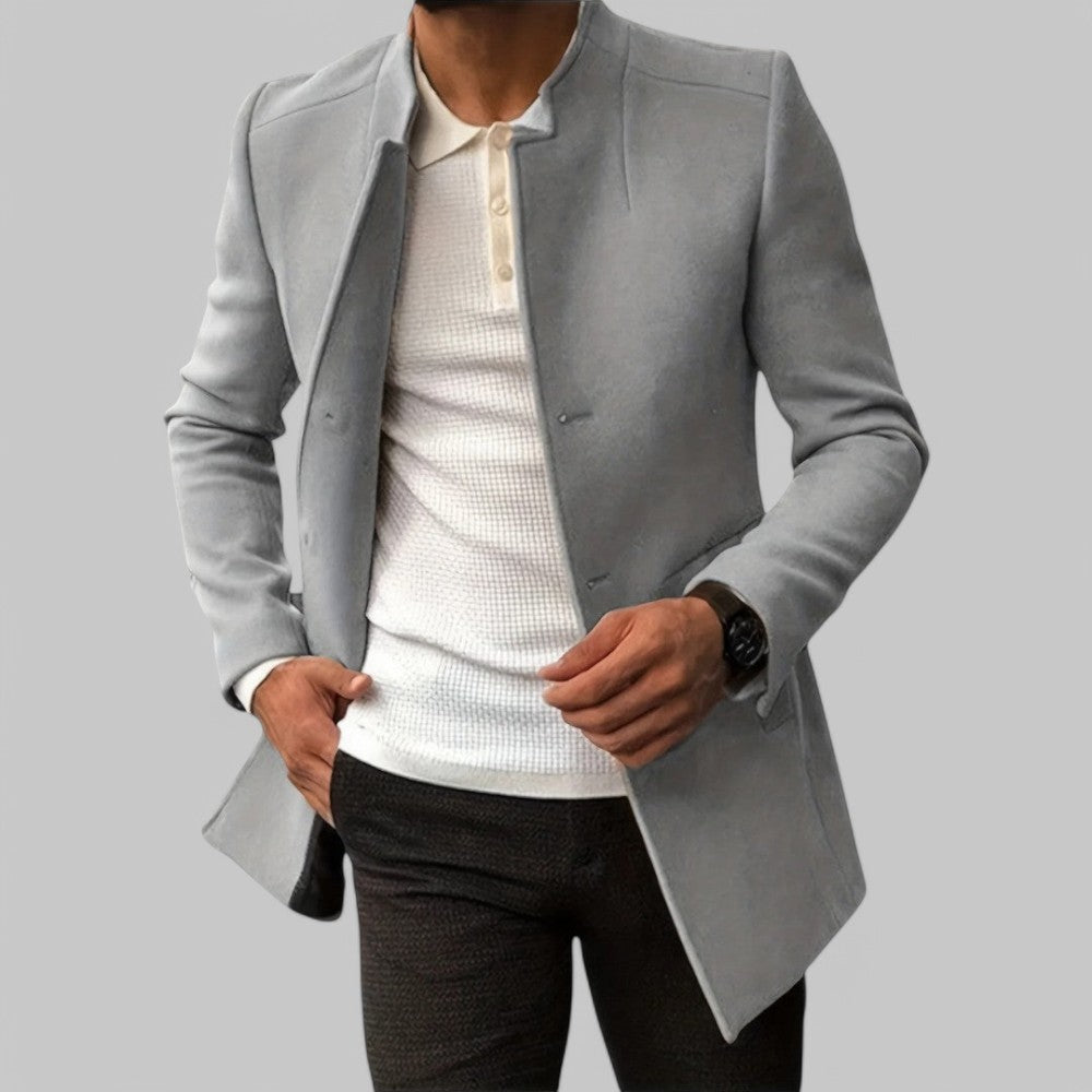 Men’s Faux Wool Overcoat – Button Front Winter Coat