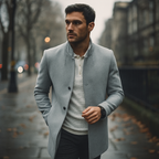 Men’s Faux Wool Overcoat – Button Front Winter Coat