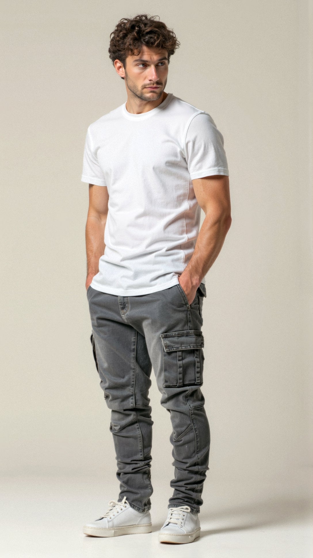 Men’s Stretch Cargo Jeans - Slim Fit Casual Pants