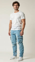 Men’s Stretch Cargo Jeans - Slim Fit Casual Pants