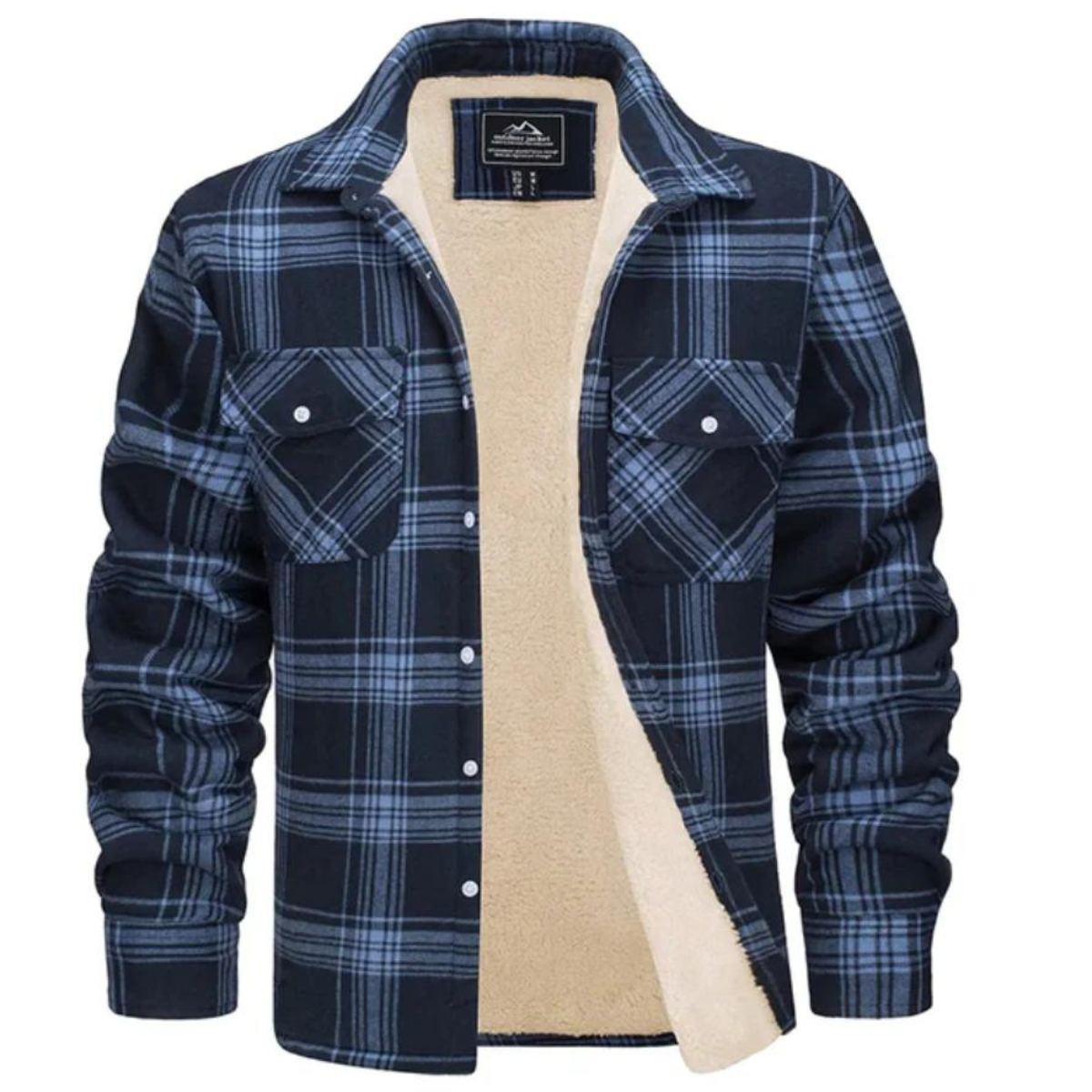 Men’s Sherpa-Lined Plaid Button-Down Jacket