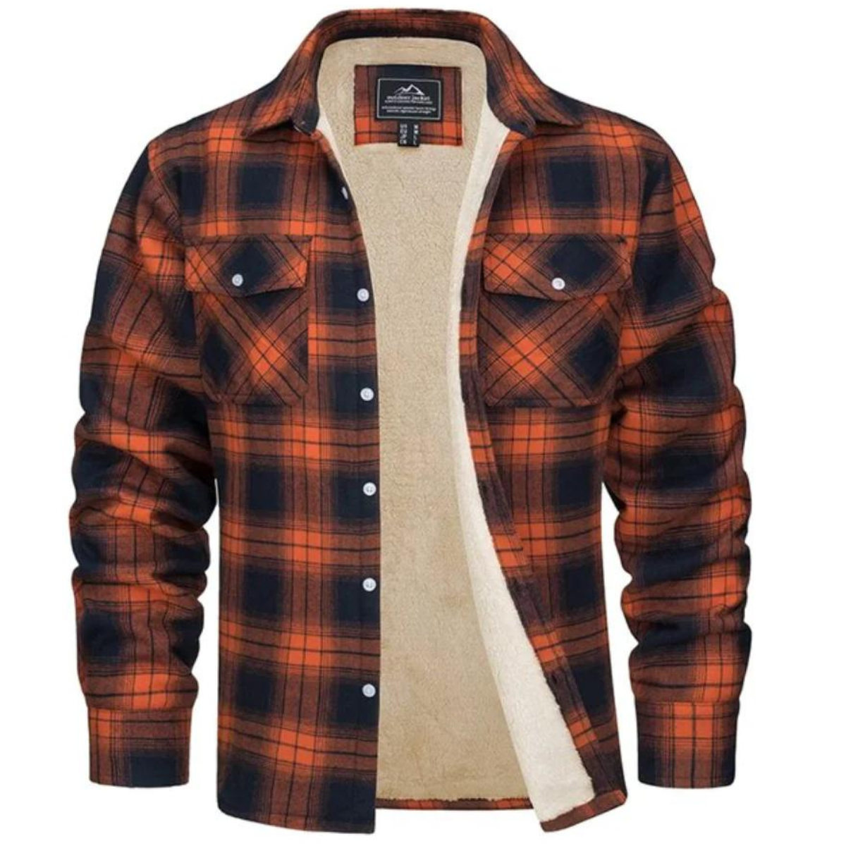 Men’s Sherpa-Lined Plaid Button-Down Jacket