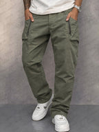 Men's Cargo Pants - Zippered Pockets Cotton Pants
