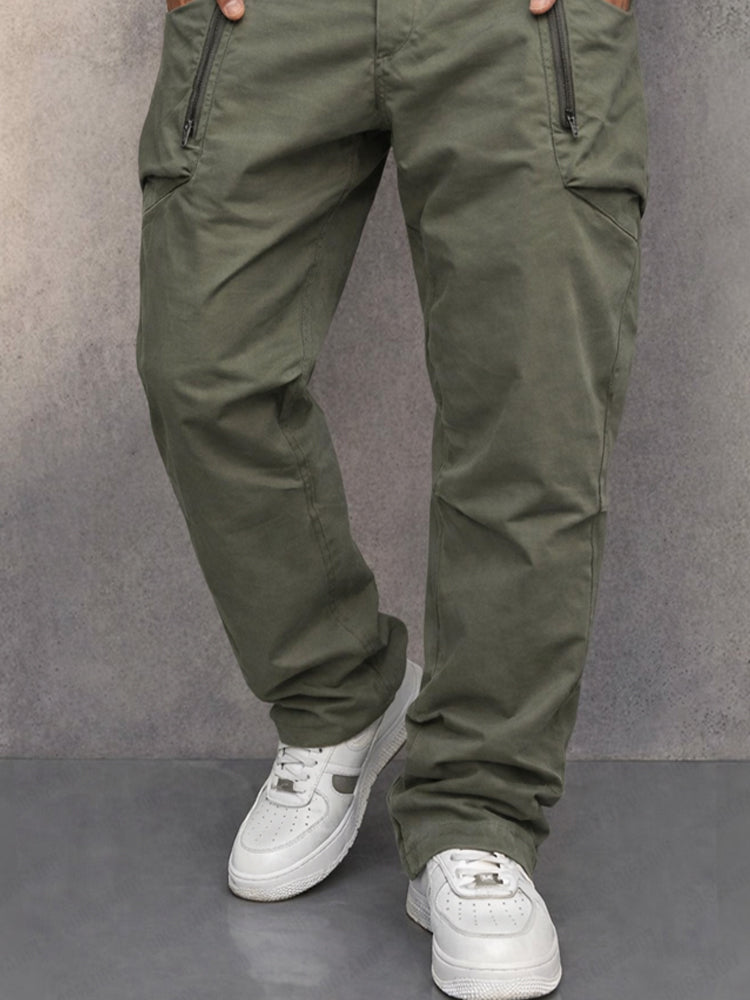 Men's Cargo Pants - Zippered Pockets Cotton Pants