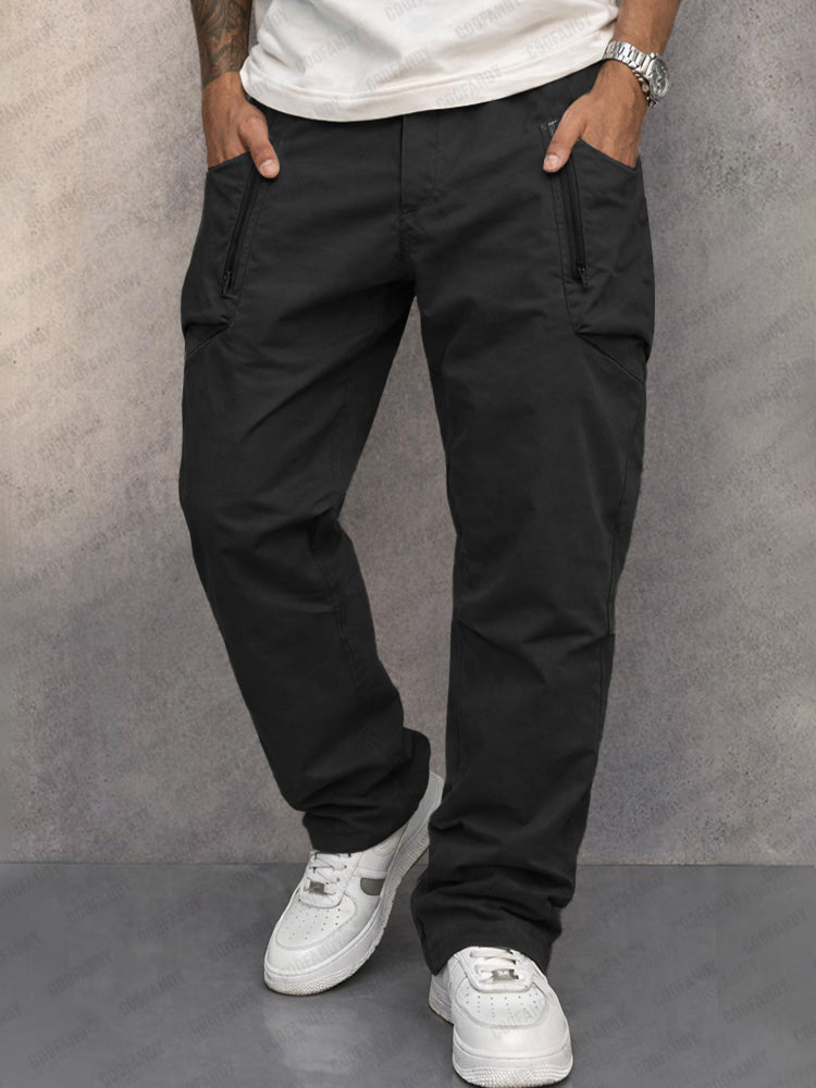 Men's Cargo Pants - Zippered Pockets Cotton Pants