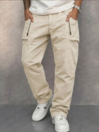 Men's Cargo Pants - Zippered Pockets Cotton Pants