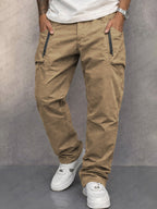 Men's Cargo Pants - Zippered Pockets Cotton Pants