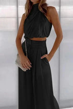 Women’s Two-Piece Summer Set – Sleeveless Top & Wide Leg Pants