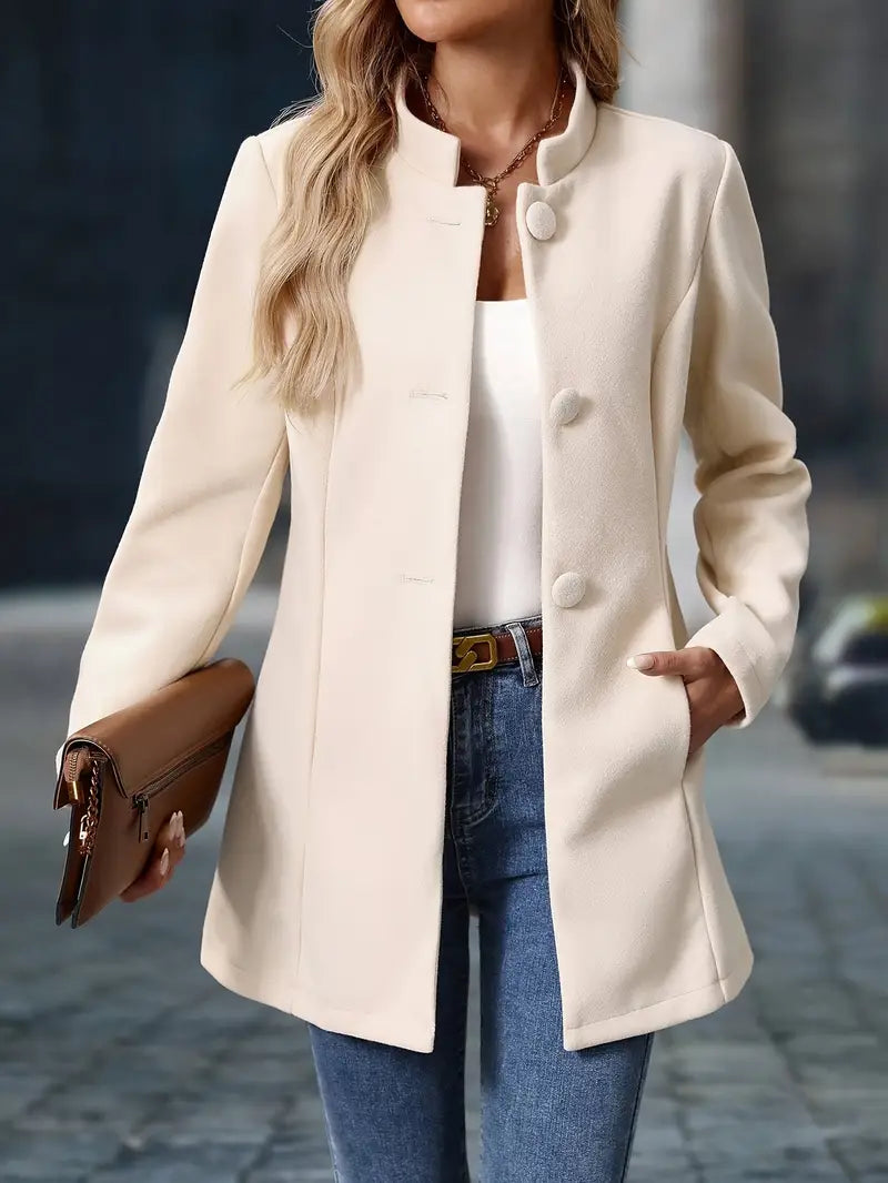 Women’s Tailored Fit Wool Blend Button-Up Coat