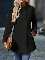 Women’s Tailored Fit Wool Blend Button-Up Coat