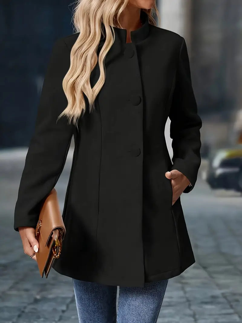 Women’s Tailored Fit Wool Blend Button-Up Coat