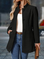 Women’s Tailored Fit Wool Blend Button-Up Coat
