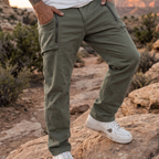 Men's Cargo Pants - Zippered Pockets Cotton Pants