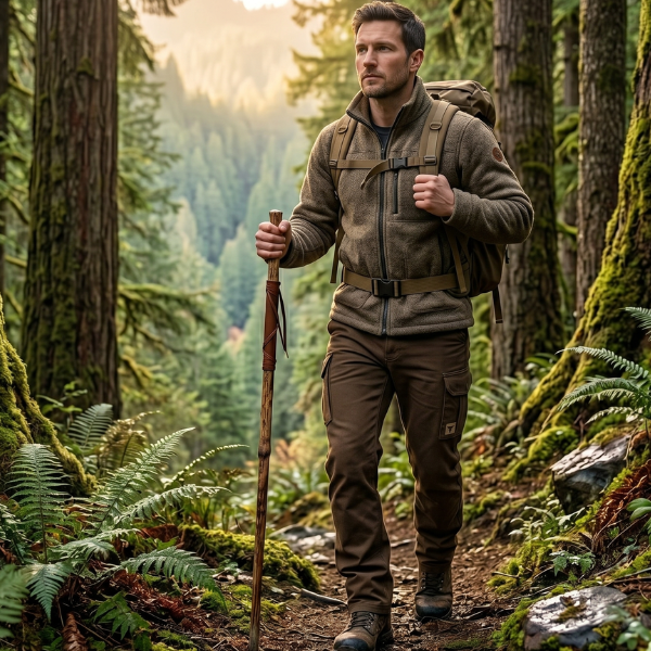 Men's Hiking Cargo Pants - Relaxed Fit With Belt and Multi-Pocket Design