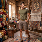 Men’s Cargo Shorts – Relaxed Fit with Belt & Multi-Pocket Design