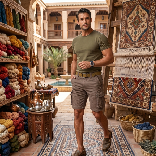Men’s Cargo Shorts – Relaxed Fit with Belt & Multi-Pocket Design