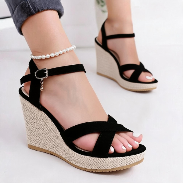 Women's Wedge Sandals, Espadrille Platform Wedges – Cross Strap Arch Support Wedge Heels