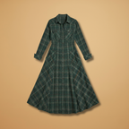 Women's Maxi Dress - Checkered Design with Pockets