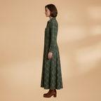 Women's Maxi Dress - Checkered Design with Pockets