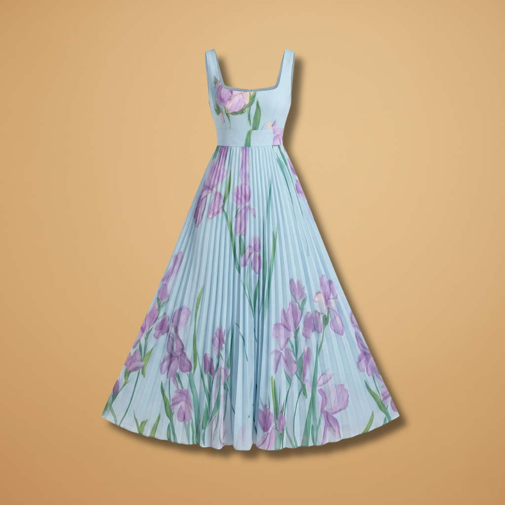 Women's Floral A-Line Maxi Dress - Elegant Wedding Guest Style