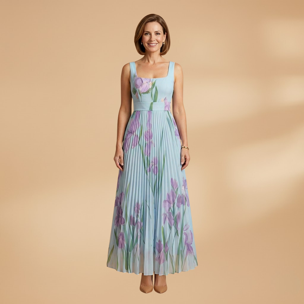 Women's Floral A-Line Maxi Dress - Elegant Wedding Guest Style