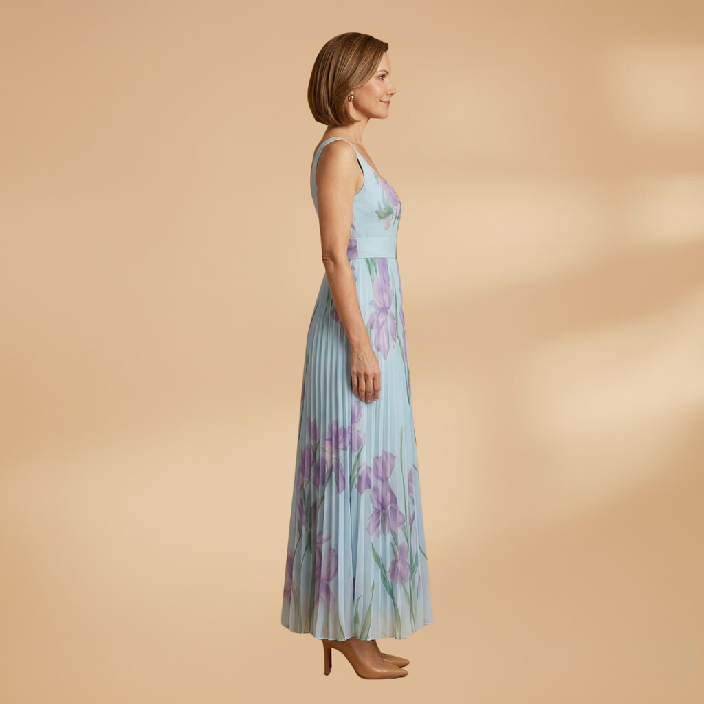 Women's Floral A-Line Maxi Dress - Elegant Wedding Guest Style
