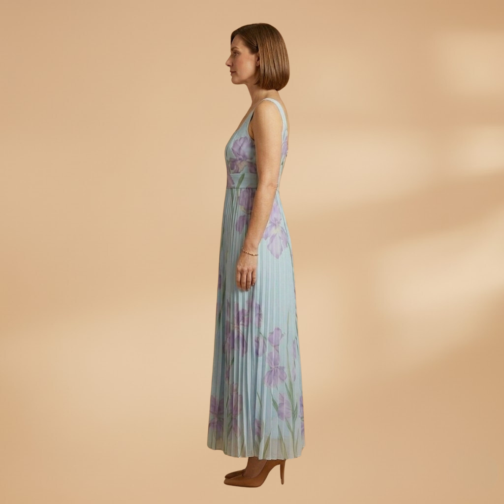 Women's Floral A-Line Maxi Dress - Elegant Wedding Guest Style