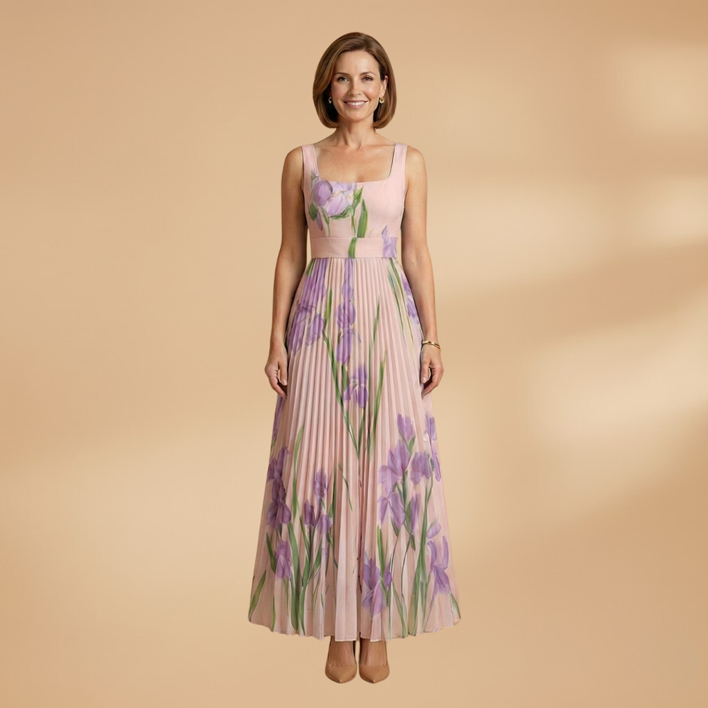 Women's Floral A-Line Maxi Dress - Elegant Wedding Guest Style