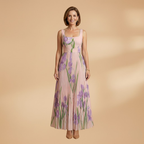 Women's Floral A-Line Maxi Dress - Elegant Wedding Guest Style