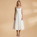 Women's Summer Wedding Guest Dress - Sleeveless Knee Length Midi Dress