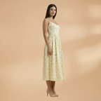 Women's Summer Wedding Guest Dress - Sleeveless Knee Length Midi Dress