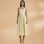 Women's Summer Wedding Guest Dress - Sleeveless Knee Length Midi Dress