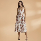 Women's Summer Wedding Guest Dress - Sleeveless Knee Length Midi Dress