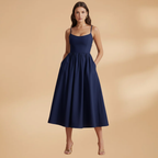 Women's Summer Wedding Guest Dress - Sleeveless Knee Length Midi Dress